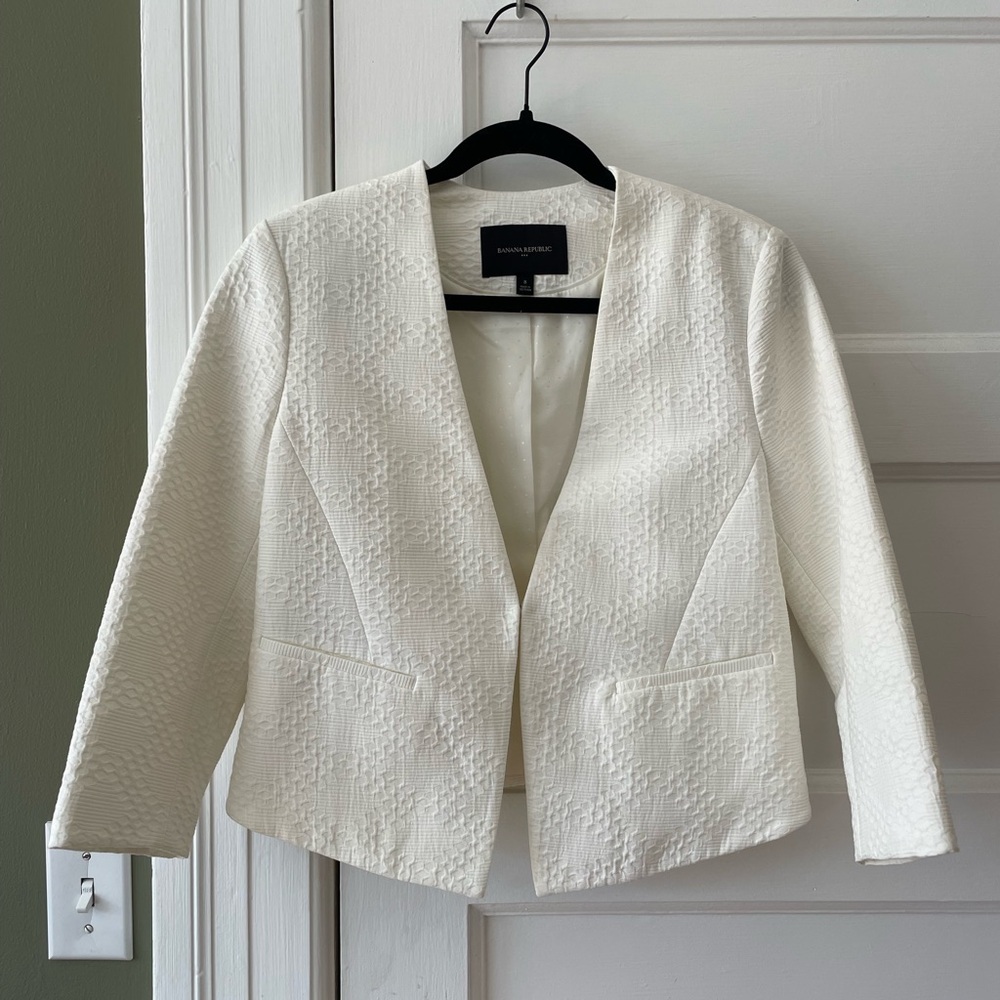 Banana Republic Women's White Suit Blazer